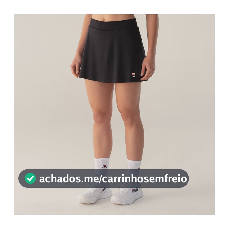 Saia Shorts Feminino Fila Tennis Basic Preto/preto/vermelho Lisa Gg