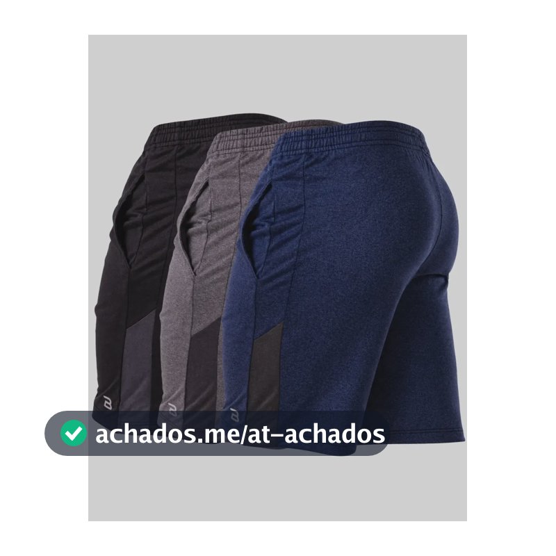 Kit 3 Bermuda Masculina Treino Academia Dry Fit Confortável Preto Azul Cinza M