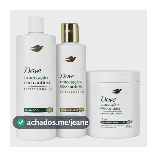 Kit Dove Shampoo Condicionador Máscara Umectação+coco Antiox