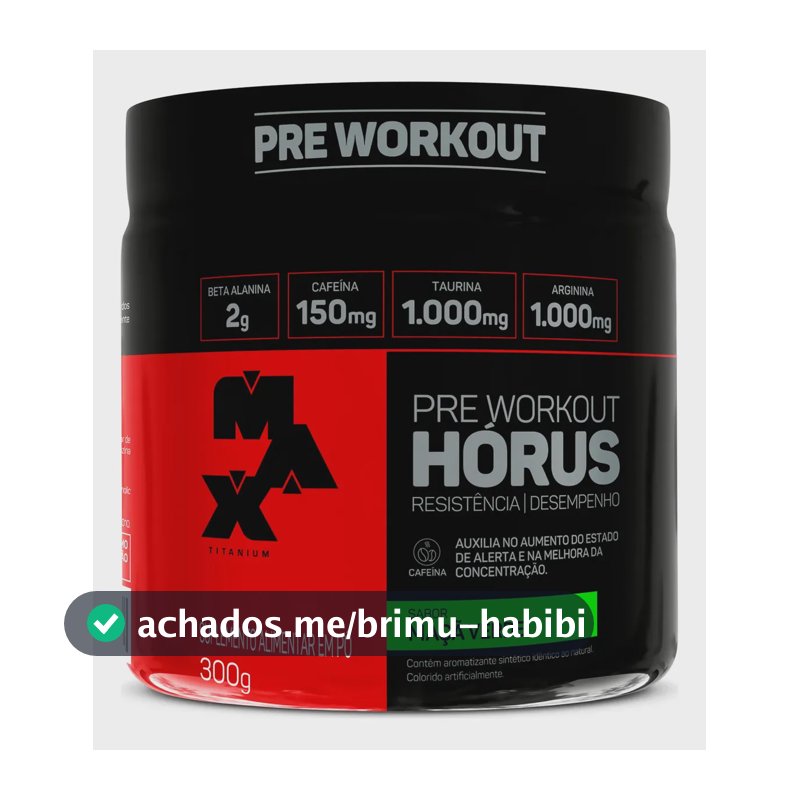 Suplemento En Pó Max Titanium Pre Treino Horus Max Titanium Cafeína Maçã Verde 300G
