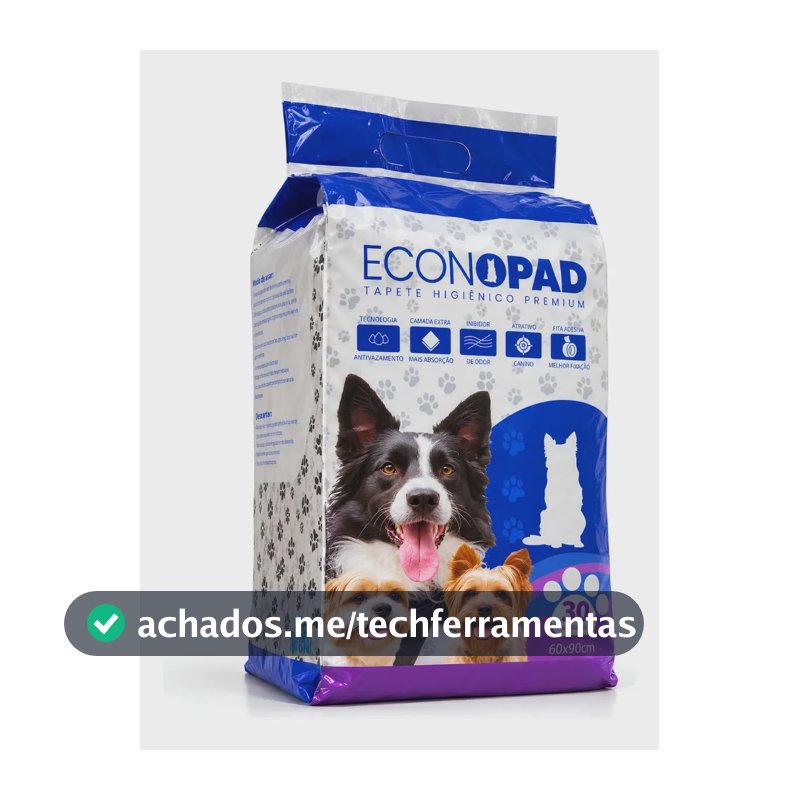 Tapete Higiênico Sanitário Cães 30un 90x60 Econopad Branco Branco