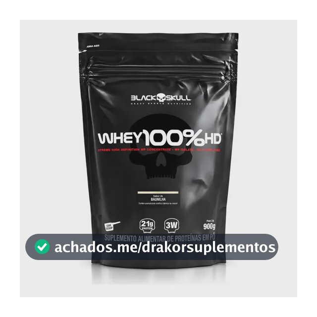 Proteína Black Skull Whey 100% HD em pó sabor Baunilha x 900g