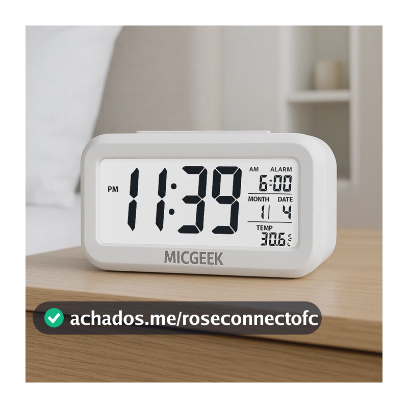 Relógio Digital Mesa Despertador Inteligente Cabeceira Quarto Idoso Com Sensor De Temperatura Micgeek