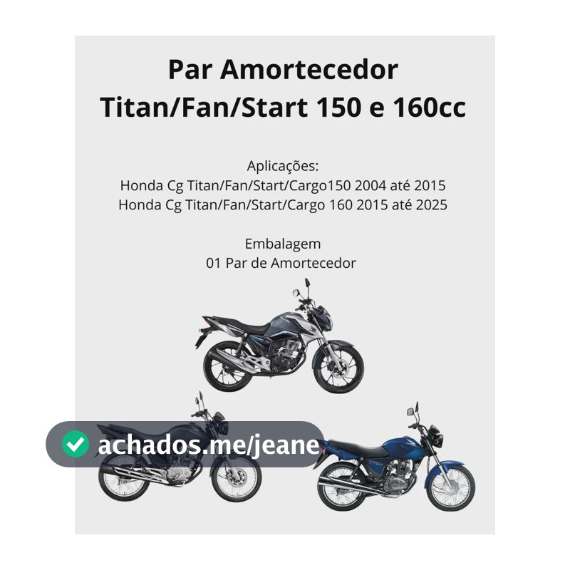 Par Suspensão Traseira Honda Titan 150 2004 2005 2006 2007