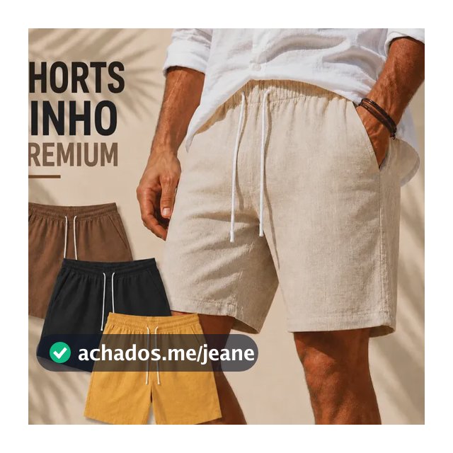 Shorts Linho Masculino Bermuda Mauricinho Praia Verão Casual