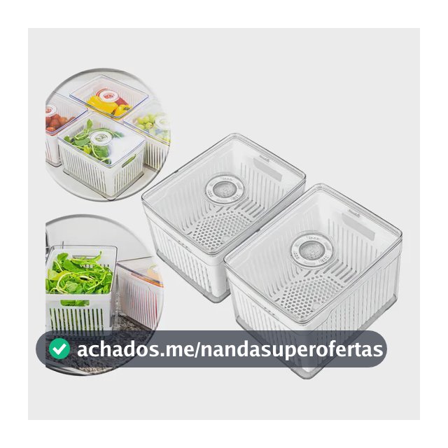 Kit 2 Cestos Organizadores De Geladeira 4,0L Acrílico Plástico Transparente Para Frutas E Verduras Conservar Alimentos