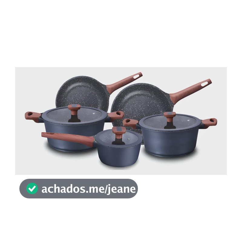 Conjunto Titanium Mta Jogo 5 Panelas Revestimento Cerâmico Cinza