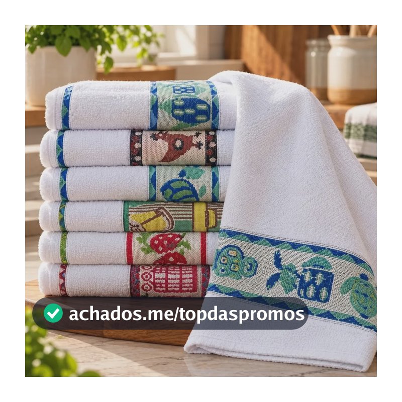 Pano De Prato Atoalhado Algodão Felpudo 45x70 Gourmet Copa Branco Desenho