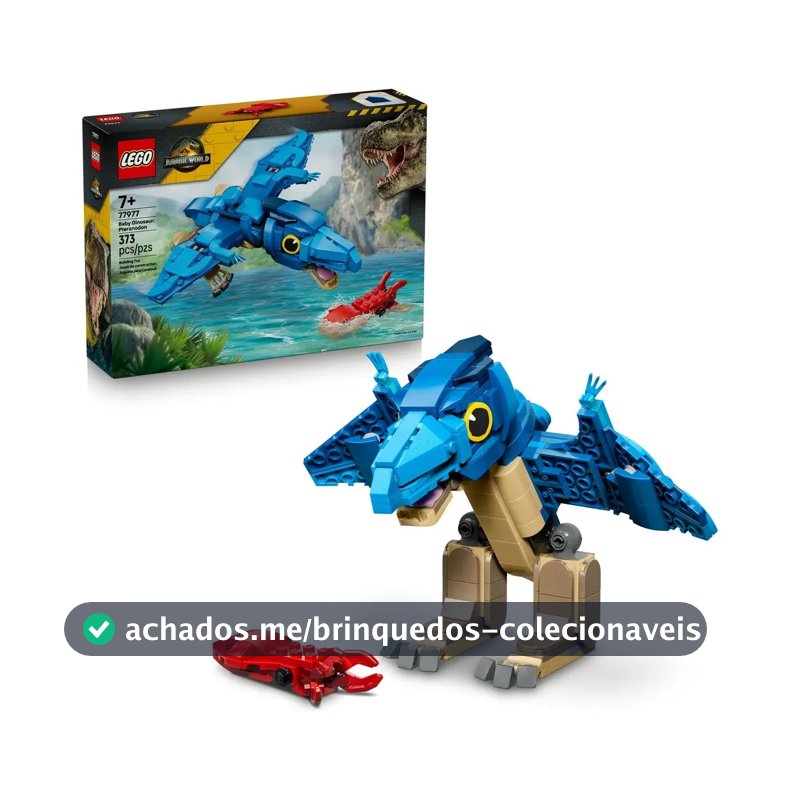 LEGO Jurassic World Dinossauro Bebê: Pteranodonte 77977; Brinquedo de construção de dinossauro com mandíbula que abre e cabeça articulada; Presente Dia das Crianças; 7+