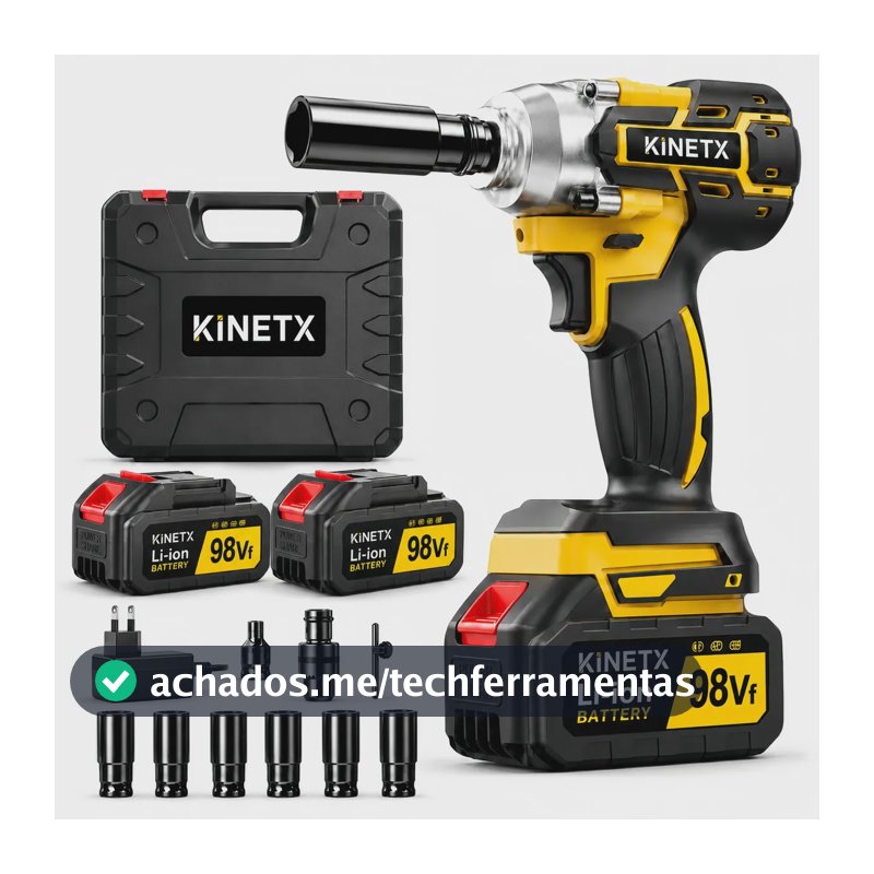 Chave De Impacto Brushless 880nm Kinetx 98vf Com 2 Baterias Amarelo 127/220v