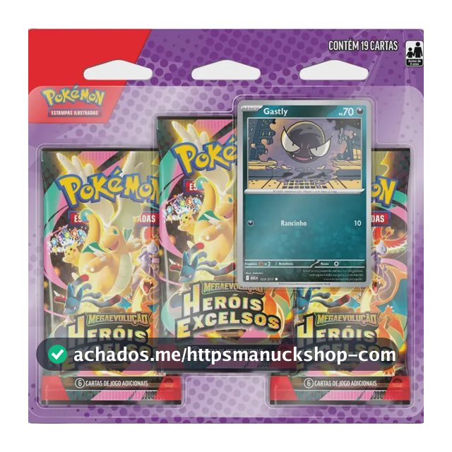 Blister Triplo Pokémon Me2,5 Heróis Excelsos - Gastly -copag Gastly Triplo Me2.5 Português
