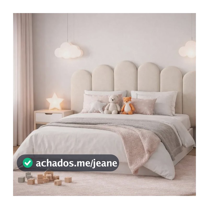 Cabeceira Nuvem Estofada Premium Cama Box Módulos 20x60cm Off White Cama De Casal Queen - 8 Placas