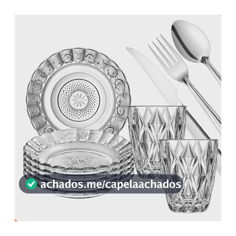 Aparelho De Jantar 30 Peças - Pratos, Copos E Talheres Transparente