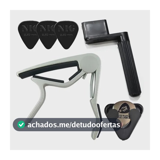 Capotraste Para Violão Guitarra + Porta Palhetas + Enrolador