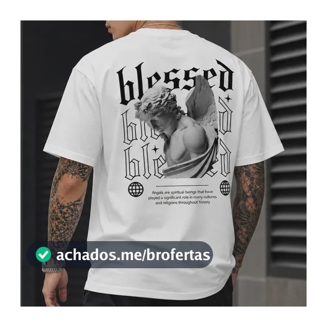 Camiseta Masculina Blessed Angel Streetwear Algodão Estilo