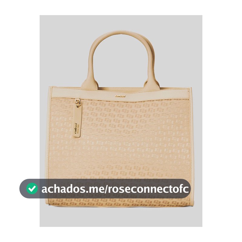 Bolsa Tote Colcci Feminina Jacquard Preto 090.01.13111 Off White Logomania Ouro Bege