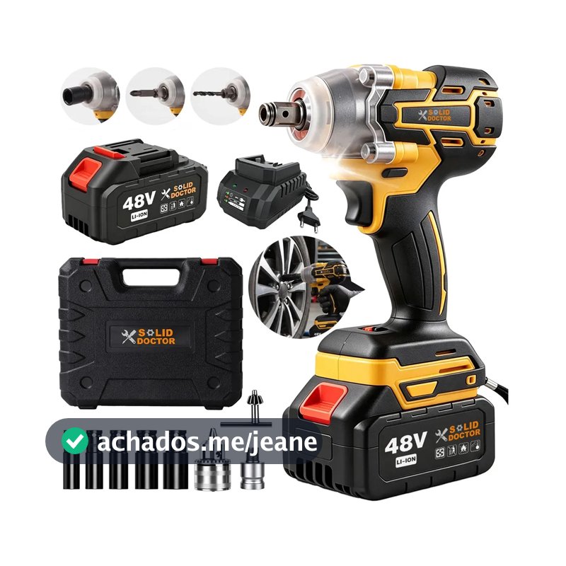 Chave/furadeira De Impacto 2 Em 1, 48v, 350nm 2700rpm, Com 2 Baterias + Acessórios Para Caixa De Ferramentas, Amarela