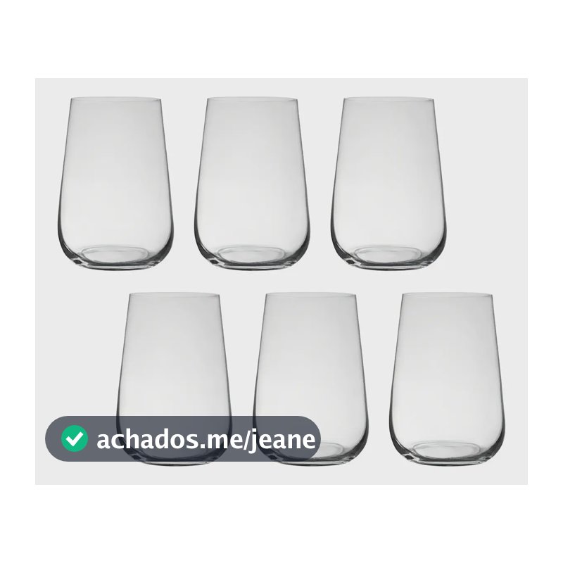 Jogo 6 Copos De Cristal Para Água 300ml Linha Ardea Bohemia Cor Incolor