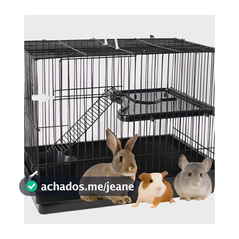 Gaiola Porquinho Da India Coelho Chinchila Grande Cor Black