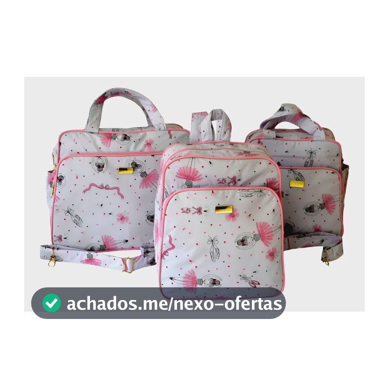 Kit de Bolsas Maternidade Rubi Baby Rosa Claro 3 Bailarina