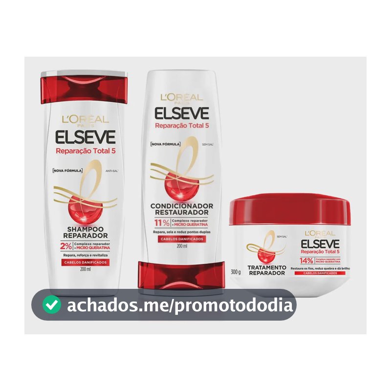 Kit Elseve Reparação Total 5 Shampoo+ Condicionador+ Máscara