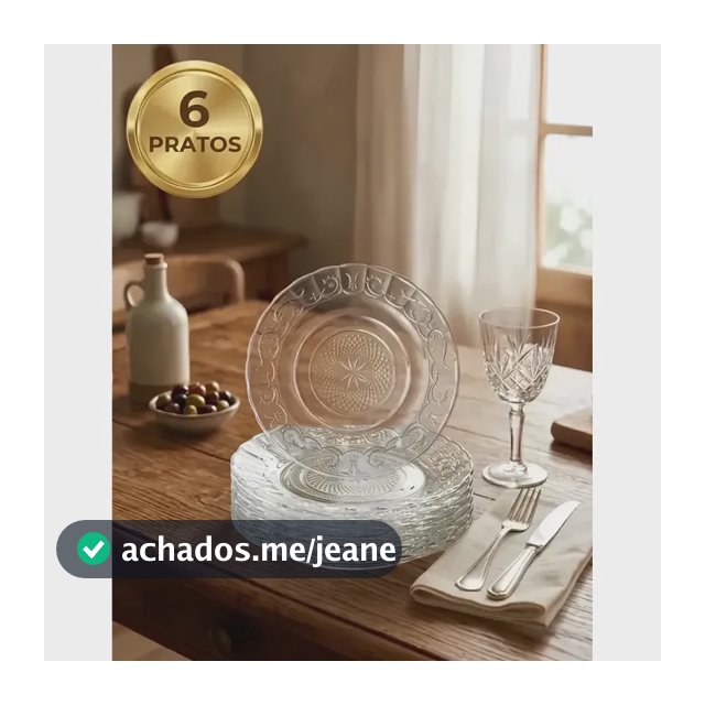 Kit 6 Pratos Fundos Vidro Transparente Resistente Almoço E Jantar Buffet PÍTIA
