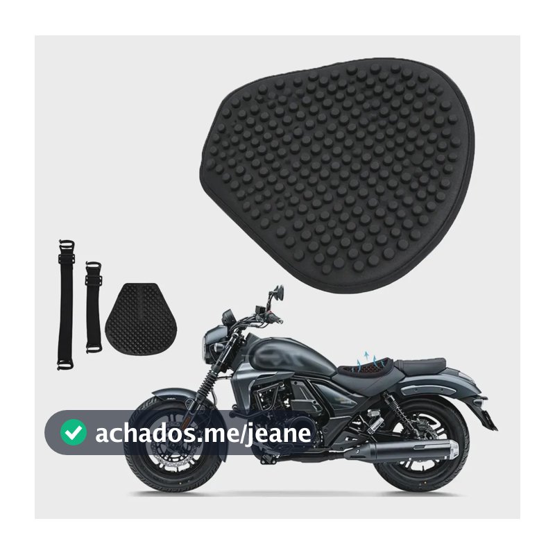 Almofada Motocicleta Comfort Gel Universal Capa Assento Moto Preto