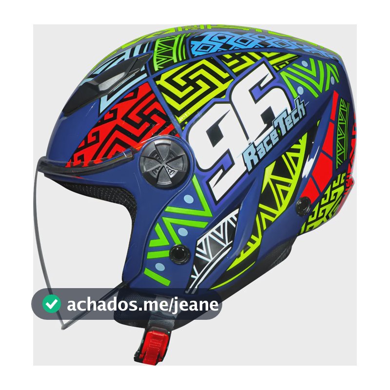 Capacete Race Tech Play Aberto Blue/orange Art Brilhante 57/58