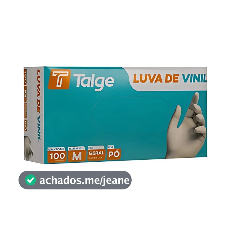 Luva Descartável Vinil Sem Pó Talge Tamanho M 1000 Unidades