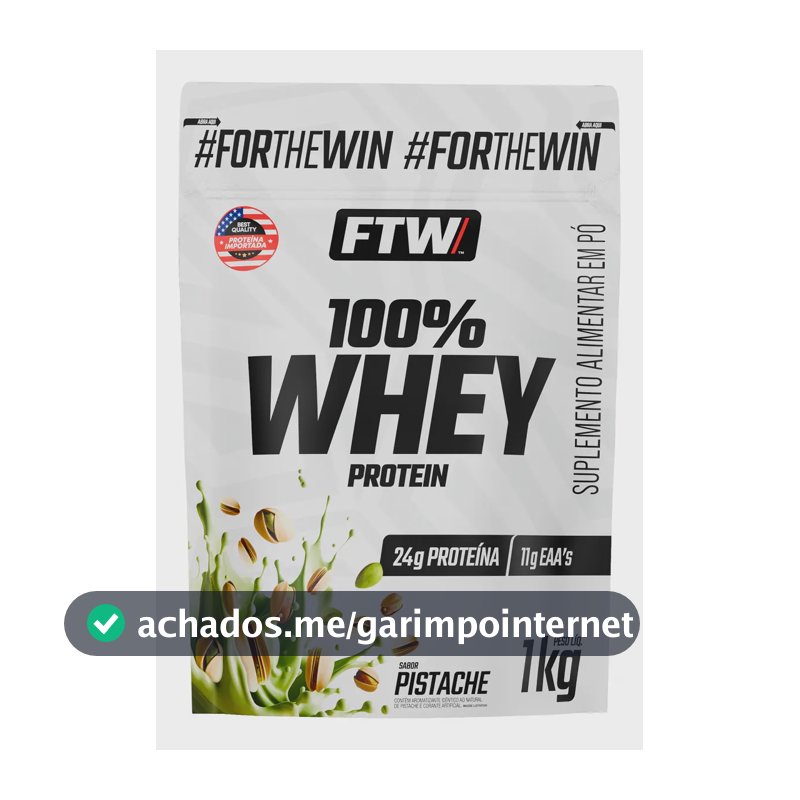 Whey Protein 100% Concentrado Refil 1kg Sabor Pistache - FTW
