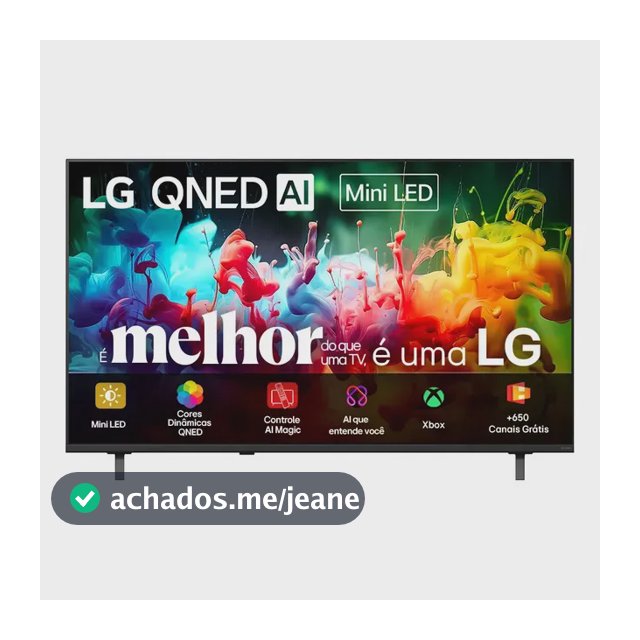 Smart TV 4K 65" LG QNED Mini LED AI QNED70 2026 Processador α7 Ger9 HDR10 Xbox Bluetooth Wi-Fi AI Search Google Gemini webOS 26 - 65QNED70BSA
