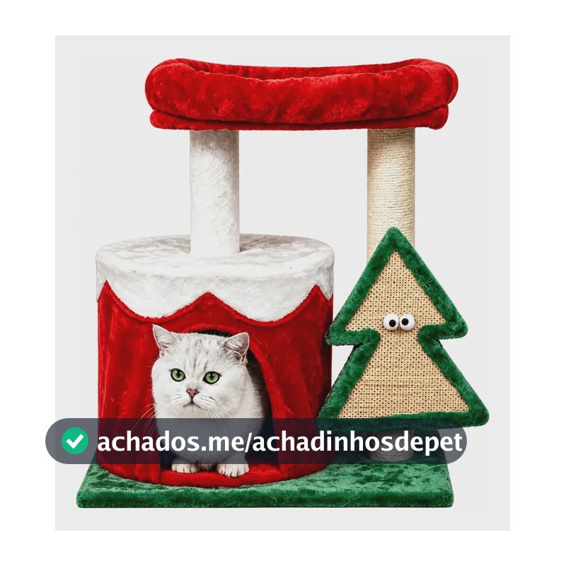 Torre Arranhador De Natal Para Gatos 60cm, Casa De Descanso Vermelho