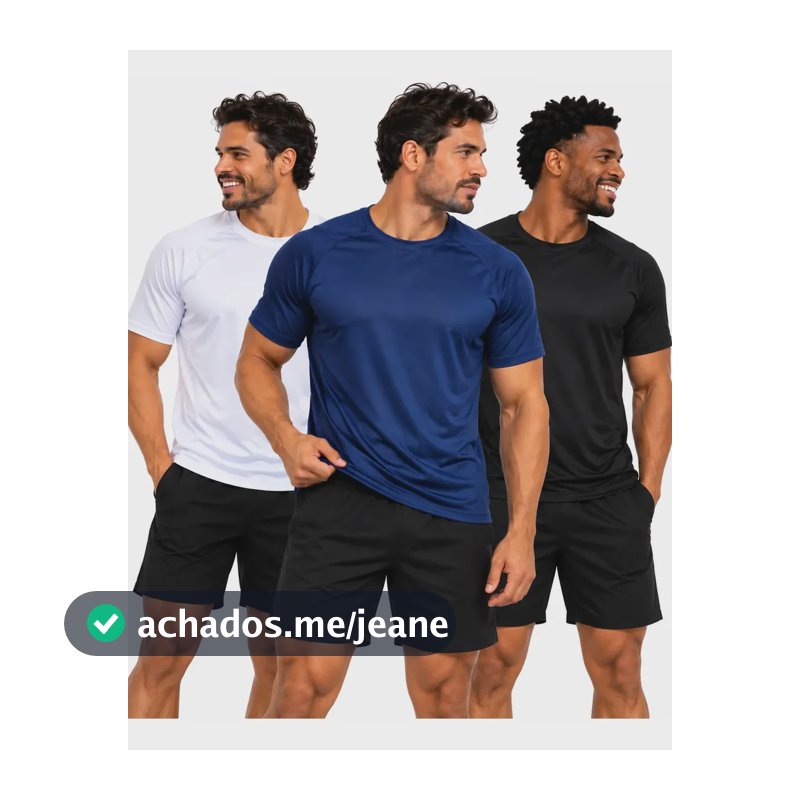 Kit 3 Camiseta Dry-fit Premium Masculina Academia Caminhada Preta Branca E Azul Lisa Gg-46