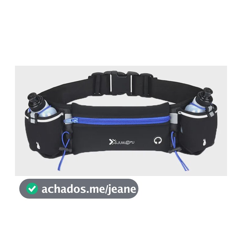 Cinto Hidratação Corrida Azul iBoa A1651 com 2 Garrafas Água
