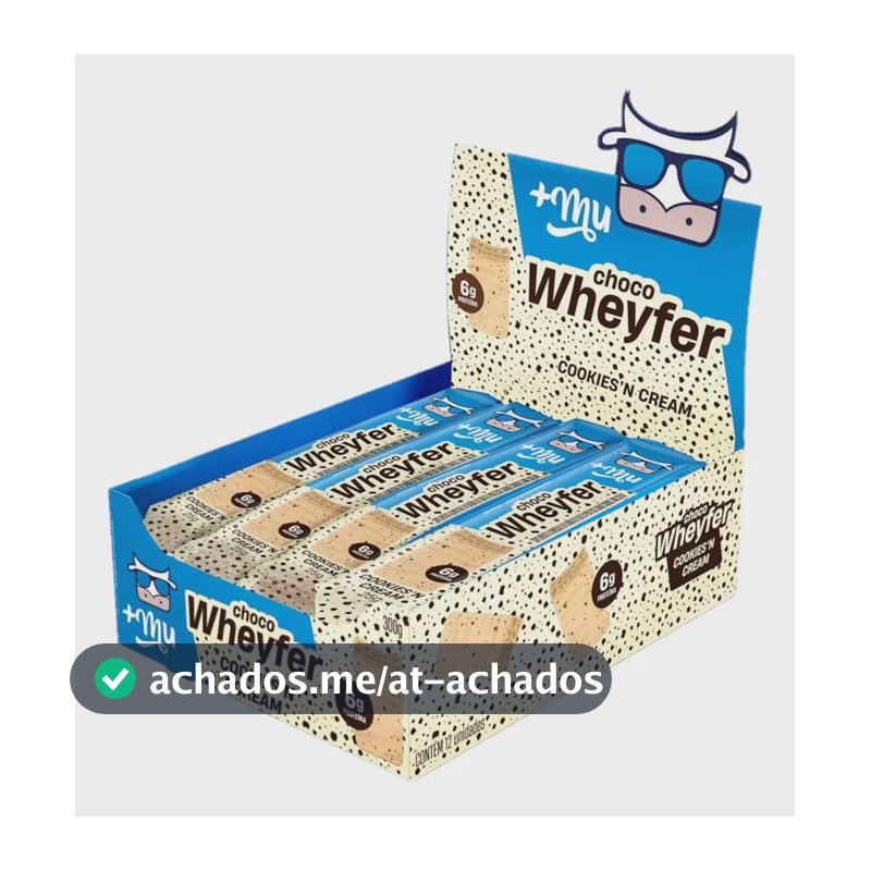 Whey protein +Mu Chocowheyfer Cookies em barra de cereais sabor Biscoitos x 25g 12 un