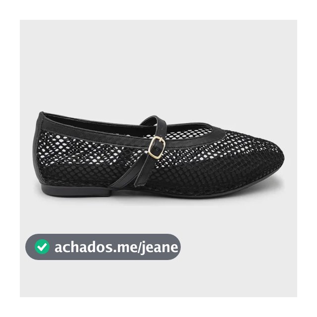 Sapatilha Boneca Em Tela Com Tira De Fivela 5400 Preto