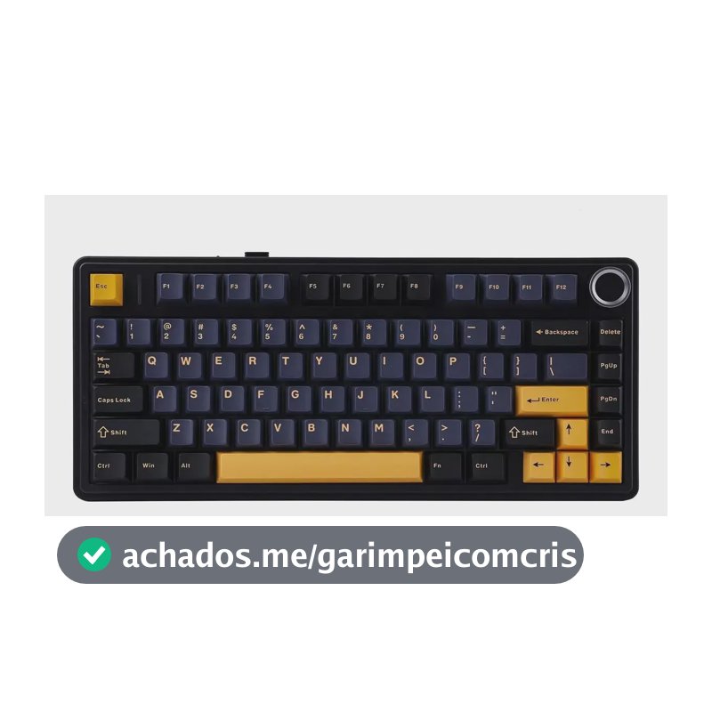 Teclado Mecânico Aula F75 Preto Sem Fio Tri Mode 75% Hotswap Rgb Idioma Inglês Us