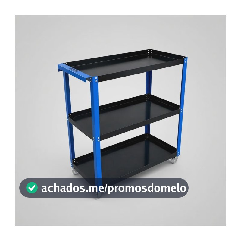 Carrinho De Ferramentas Aberto Forte P/ Mecânico Organizador Preto E Azul