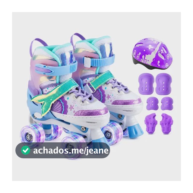 Patins Infantil Ajustável 4 Rodas Led Com Proteção Menina