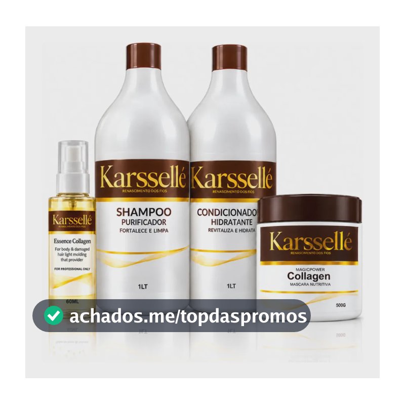 Kit Karssellé Shampoo 1l + Condicionador 1l + Máscara 500g + Óleo 60ml
