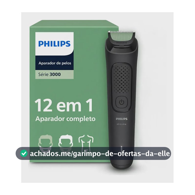 Philips Aparador e Barbeador Elétrico All-in-One Série 3000 12 em 1 12 acessórios para o visual completo | Lâminas com pontas arredondadas | 60 min sem fio | MG3921/15 MG3921/15