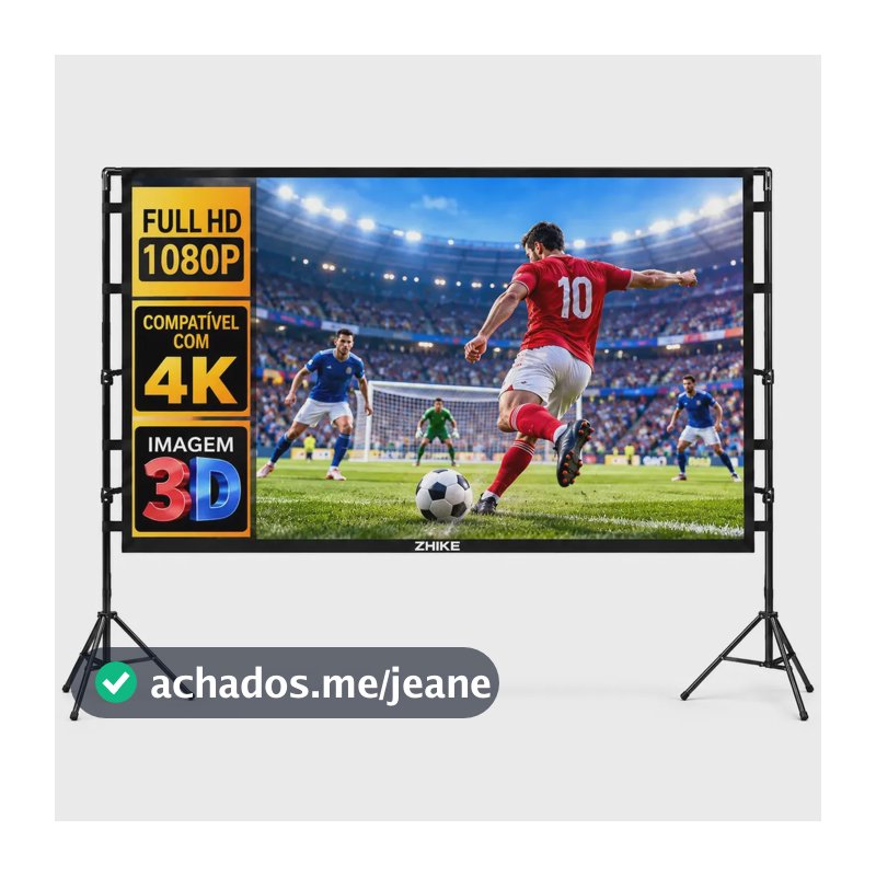 Tela de Projeção ZHIKE 100" com Suporte Duplo para Home Theater e Datashow
