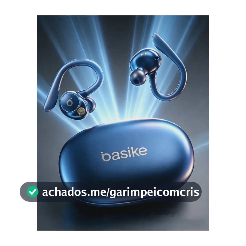 Basike Fone de Ouvido Bluetooth 5.4 TWS com Ear Clip e Gancho, Som HiFi com Graves Potentes e 3D, 10h Bateria e Carga Rápida, ENC, IPX6 – Perfeito para Academia e Corrida