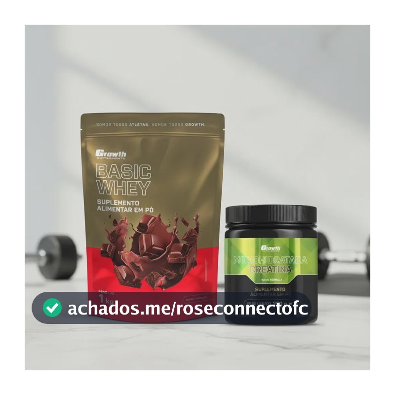 Kit Growth: Whey Protein Basic Chocolate 1kg + Creatina Monohidratada 250g