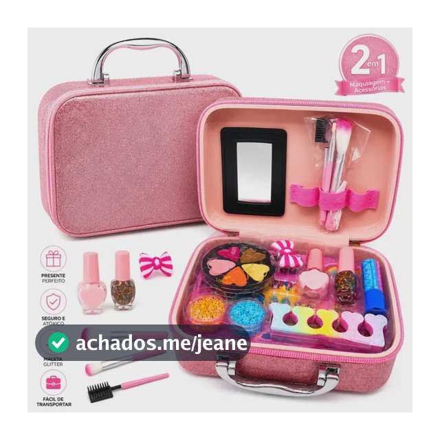 Kit Maleta Maquiagem Infantil Completa Menina Princesa Com Acessórios Brinquedo Educativo Presente Rosa Vapt Vupt