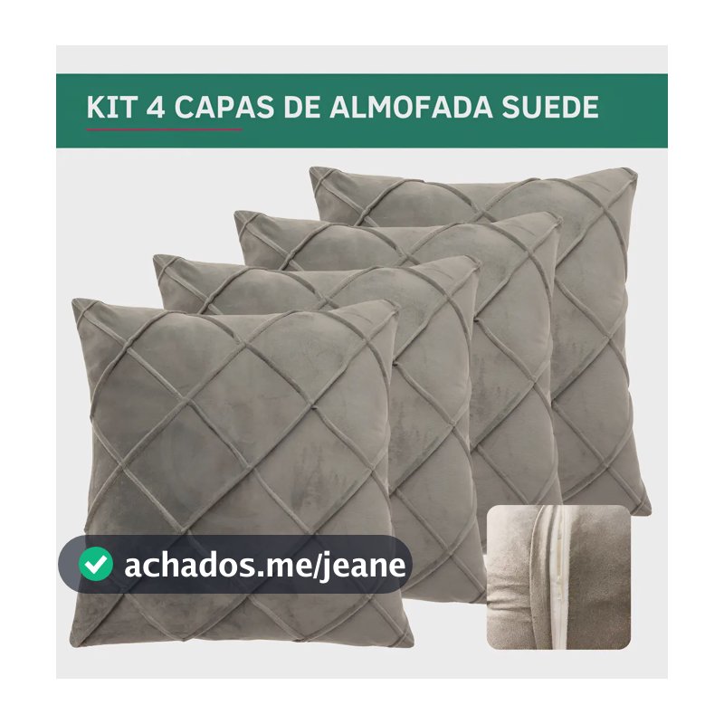 Kit 4 Capas Para Almofadas 40x40cm Decorativas Suede Toque Aveludado Extra Macio C/ Zíper Luxo Premium Cor Cobre