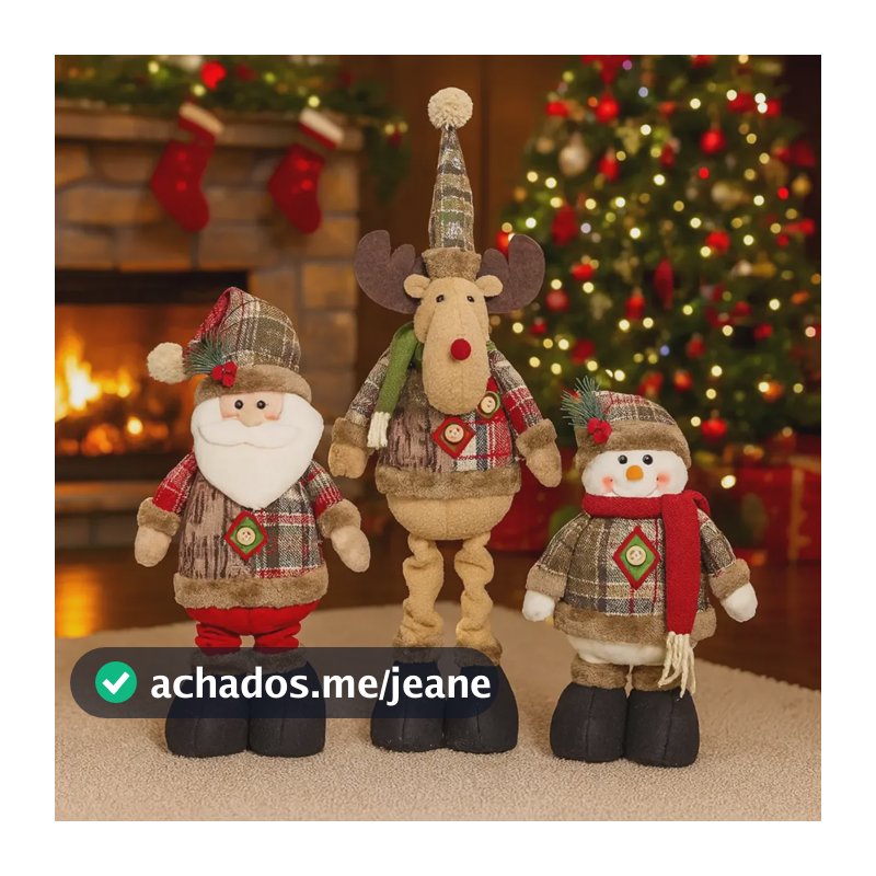 Kit 3 Papai Noel Retrátil Enfeite Natalino Grande Decoração Vermelho Sem Fonte De Alimentação