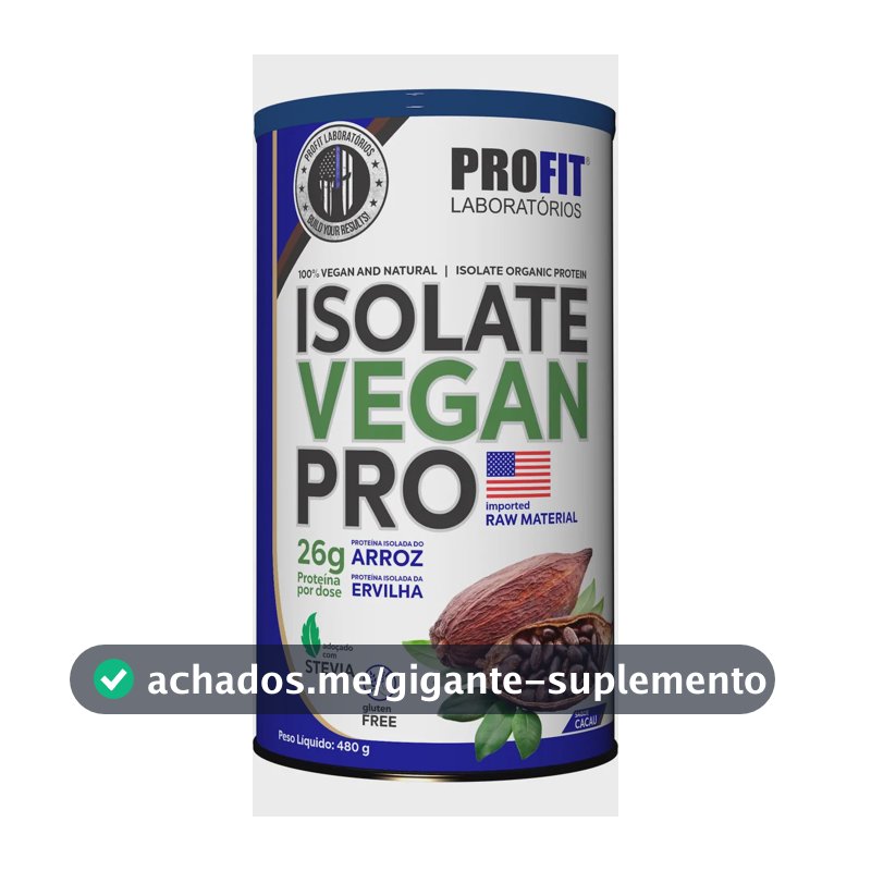 Isolate Vegan Pro 480g Zero Lactose Profit Laboratórios Sabor Chocolate