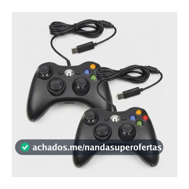 Kit 2 Controle Compatível Com Xbox 360 Pc Fio Cabo Usb Preto
