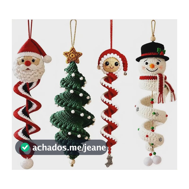 Kit De Bricolage De Enfeite Espiral De Natal De Crochê, Para 4pcs-b